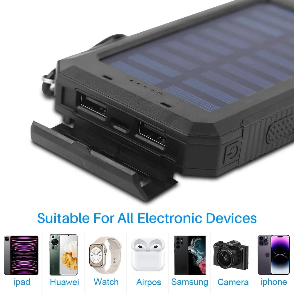 Portable Solar Charger for Iphone and Android 20000Mah Power Bank with Dual 5V USB Ports for Outdoor Camping Hiking