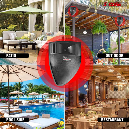 5Core Outdoor Speaker Waterproof System Wall Mounted Indoor Patio Backyard Surround Sound Home